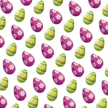 Eggs painted happy easter pattern background Stock Illustration