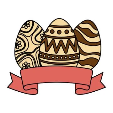 Eggs painted with ribbon frame Stock Illustration