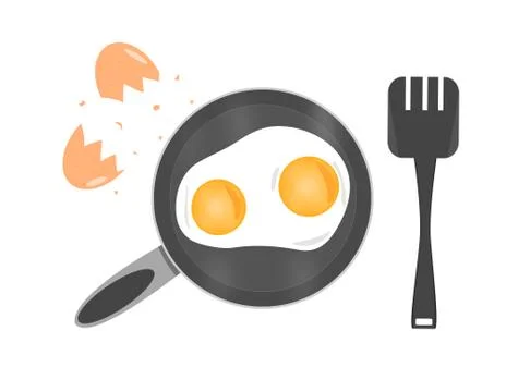 Eggs in pan Stock Illustration