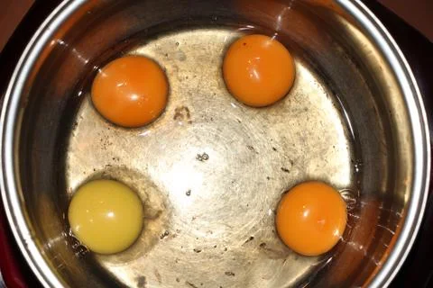 The eggs in the pan Stock Photos