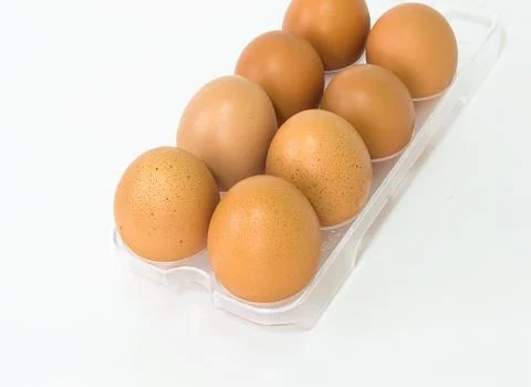 Eggs in the panel isolate on white background Fotos Stock