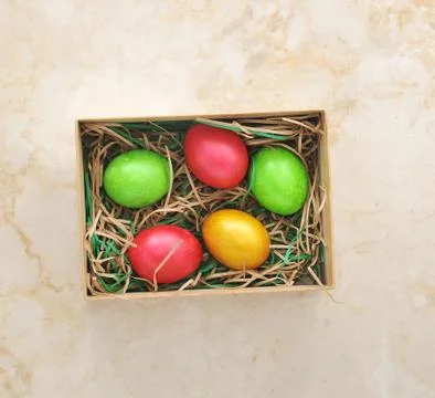 Eggs in paper box Stock Photos