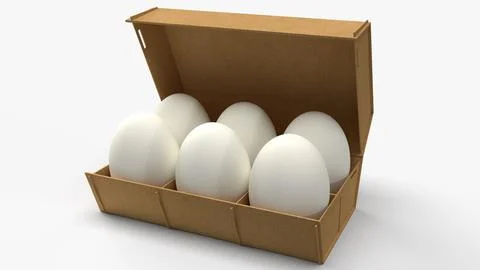 Eggs in paper box on white background 3d rendering for food content. Stock Photos