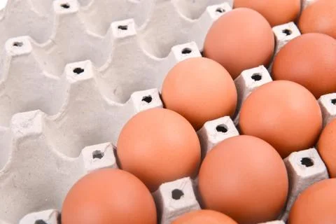 Eggs in paper tray Foto stock