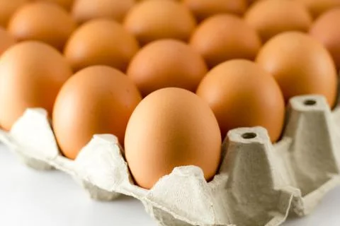 Eggs in paper tray Stock Photos
