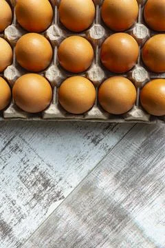 Eggs in a paper tray for texture background copy space Stock Photos