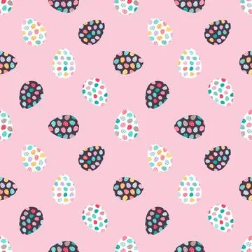 Eggs pattern. Easter eggs on a pink background Stock Illustration