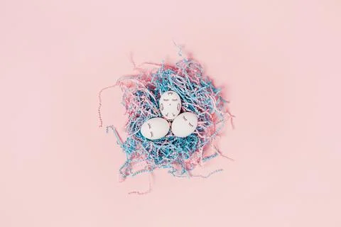 Eggs on a pink background. 库存照片
