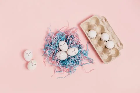 Eggs on a pink background. 库存照片