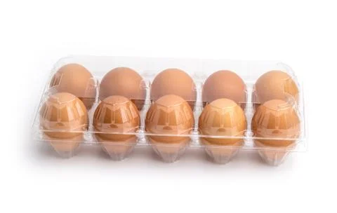 Eggs in a plastic box Foto stock
