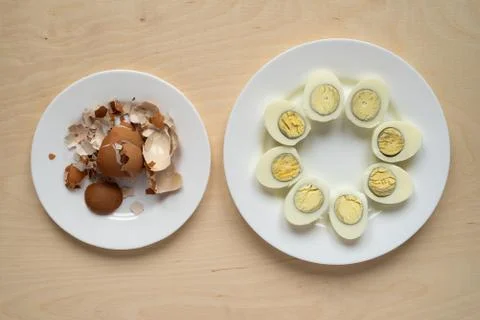 Eggs on the plates Stock Photos