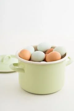 Eggs in a pot Foto stock