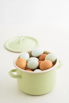 Eggs in a pot Stock Photos