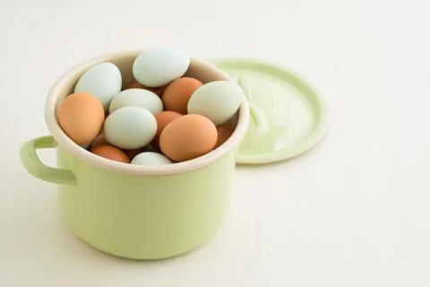 Eggs in a pot Stock Photos