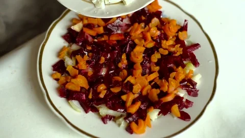 Eggs. Preparation of a dish herring under a fur coat. Stock Footage 70269407