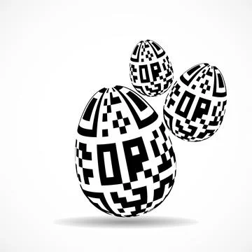 Eggs with qr code inside isolated on white background Stock Illustration
