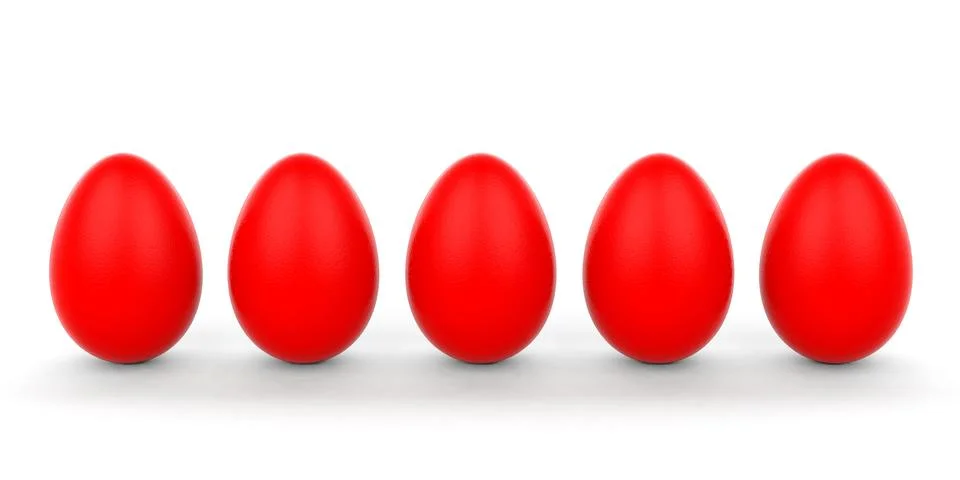 Eggs red easter 5 white white background Illustrazione stock