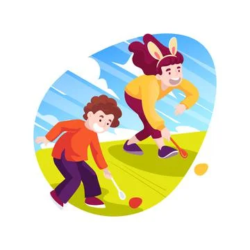 Eggs rolling isolated cartoon vector illustration. Stock Illustration