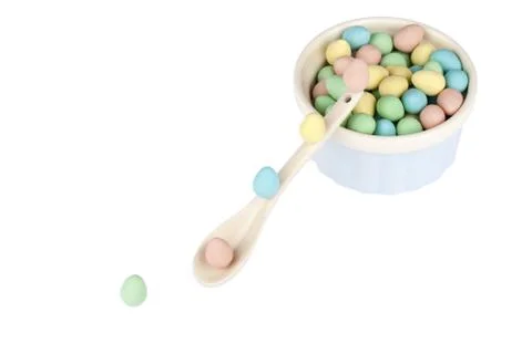 Eggs rolling to a ladle Stock Photos