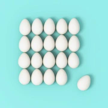 Eggs in rows on turquoise background Stock Illustration