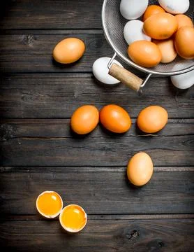 Eggs in a saucepan. Stock Photos