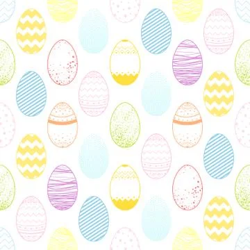 Eggs seamless pattern outline Stock Illustration