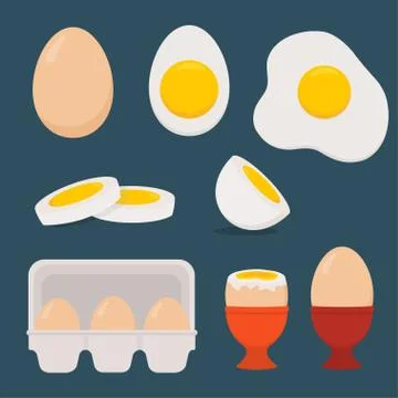 Eggs set isolated on dark blue background. Stock Illustration