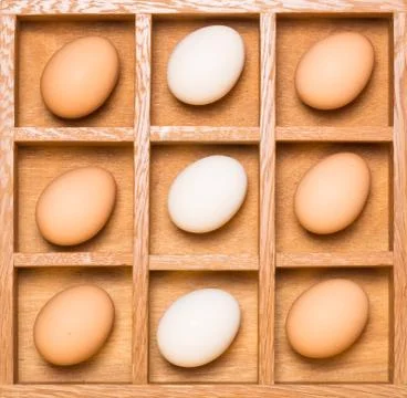 Eggs in shadow box vertical Stock Photos