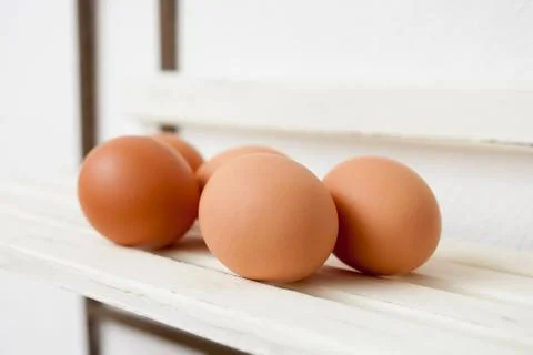 Eggs on a shelf Stock Photos