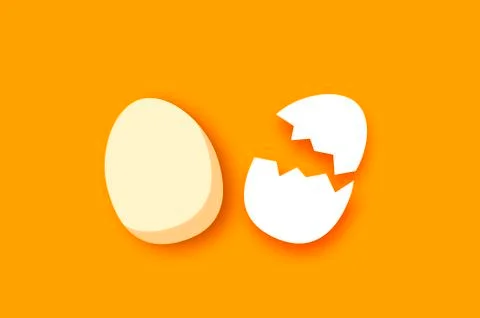 Eggs in shell, half. Broken egg. Farm products. Fast food. Natural product Stock Illustration