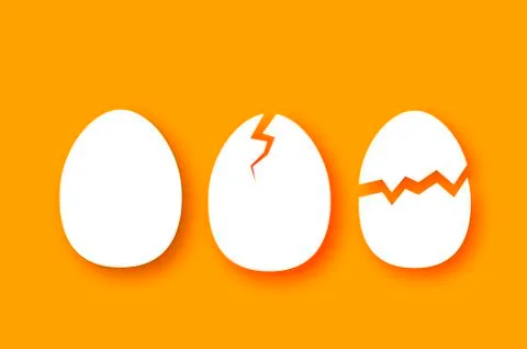 Eggs in shell, half, crack. Broken egg. Farm products. Fast food. Natural Stock Illustration