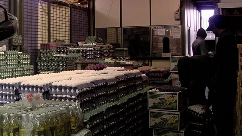 Eggs Stacked On Pallets at the Mercado Central (Central Market) in Buenos Aires. Video stock 157362973