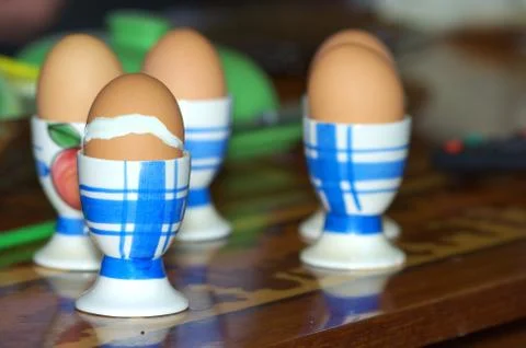 Eggs in supports Stock Photos