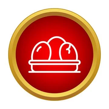 Eggs in tray with one cracked egg icon Stock Illustration
