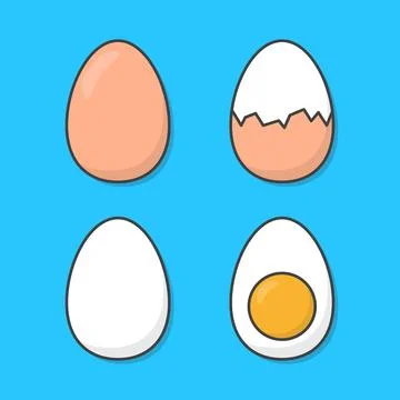 Eggs Vector Icon Illustration. Chicken Boiled Eggs Food Flat Icon Ilustração Stock