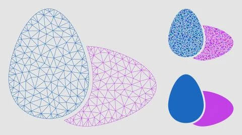 Eggs Vector Mesh Network Model and Triangle Mosaic Icon Stock Illustration