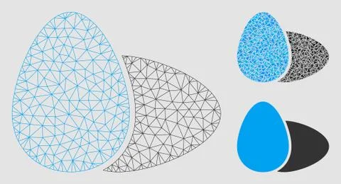Eggs Vector Mesh Wire Frame Model and Triangle Mosaic Icon イラスト素材