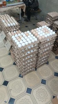 Eggs vendor inside the Central Bazaar of Bukhara, Uzbekistan Stock Photos