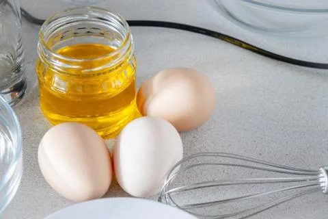 Eggs on a white background. Stock Photos