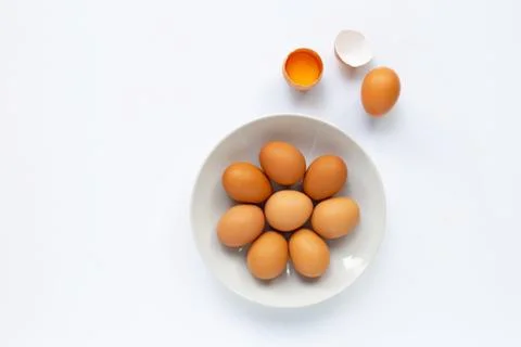 Eggs on white background. Stock Photos
