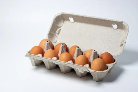 Eggs on a white background.  Stock Photos