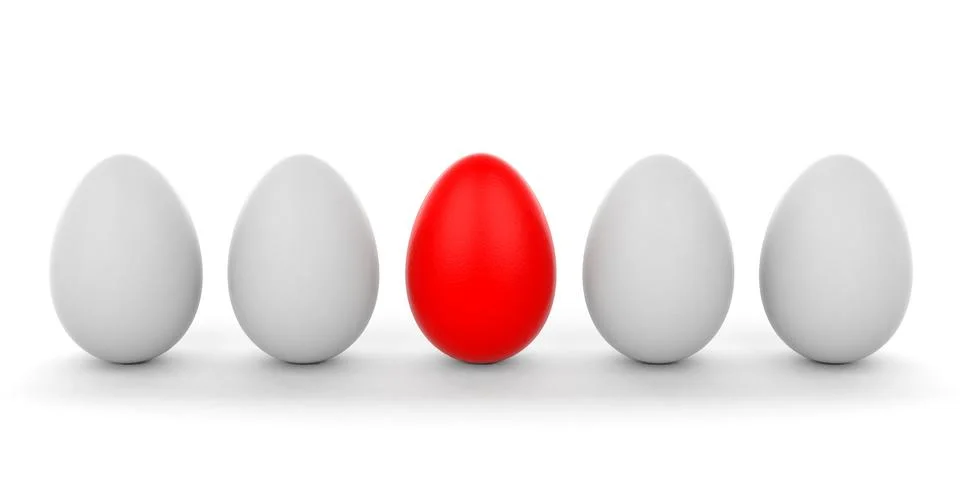 Eggs white red easter 5 white white background1 Stock Illustration