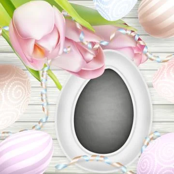 Eggs on wooden table. EPS 10 Stock Illustration