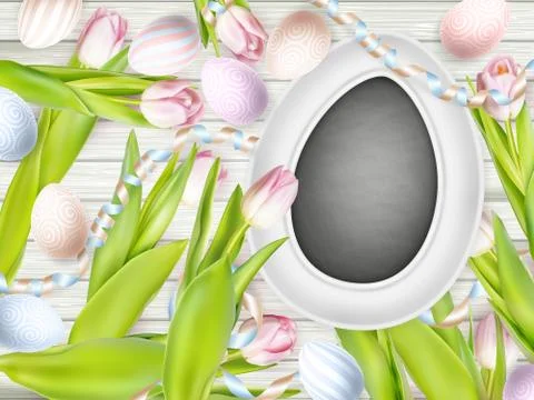 Eggs on wooden table. EPS 10 Stock Illustration