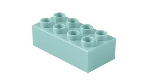 Eggshell Blue Plastic Lego Block Isolated on a White Background. Stock Illustration
