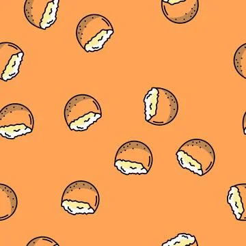 Eggshell egg chicken farm food vector seamless pattern Stock Illustration