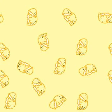 Eggshell egg chicken farm food vector seamless pattern Stock Illustration