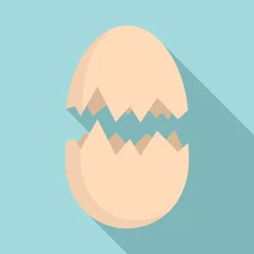 Eggshell icon, flat style Stock Illustration