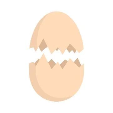 Eggshell icon, flat style Stock Illustration