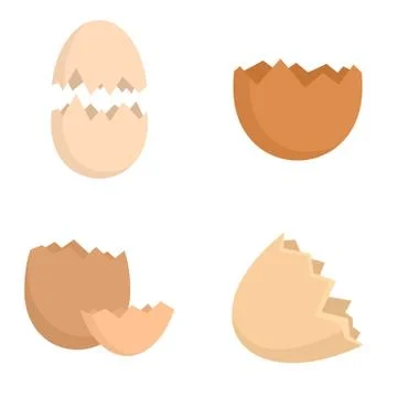 Eggshell icons set, flat style Stock Illustration